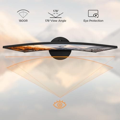 KOORUI 27 Inch Curved Monitor FHD 1080P 75Hz Computer Monitors, 1500R PC Screen with HDMI VGA, TÜV Rheinland Certified, Tilt Adjustable,1500R, Eye Care, Black, 27N5CA 4