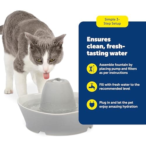 PetSafe Ceramic Pet Fountain – for Cats and Small Dogs – 60 Oz Water Capacity – Whisper-Quiet Water Flow – Great for Shy or Timid Pets – Fresh, Filtered Water 5