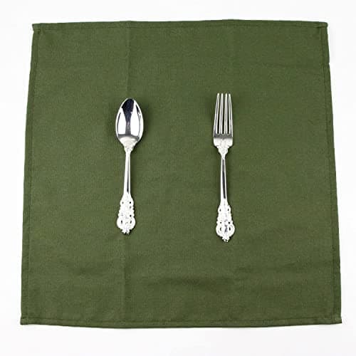 INFEI Solid Color Polyester Linen Blended Thin Dinner Napkins - Pack of 12 (40 x 40 cm) - for Events & Home Use (Army Green) 8
