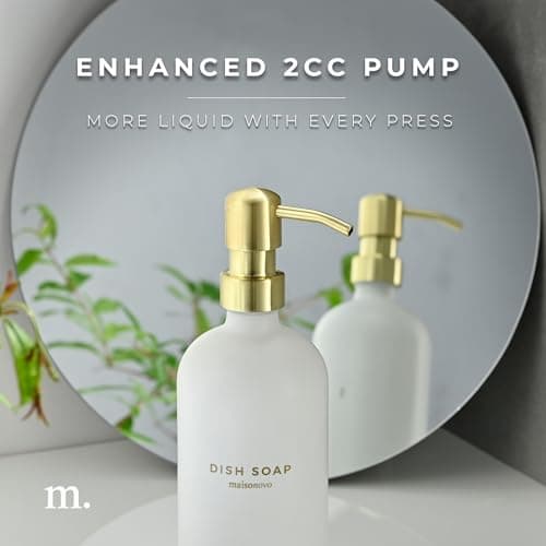 MaisoNovo Soap Dispenser 3-Piece Set | 16.9oz White Bottles with Gold Stainless Steel Pump Core 5