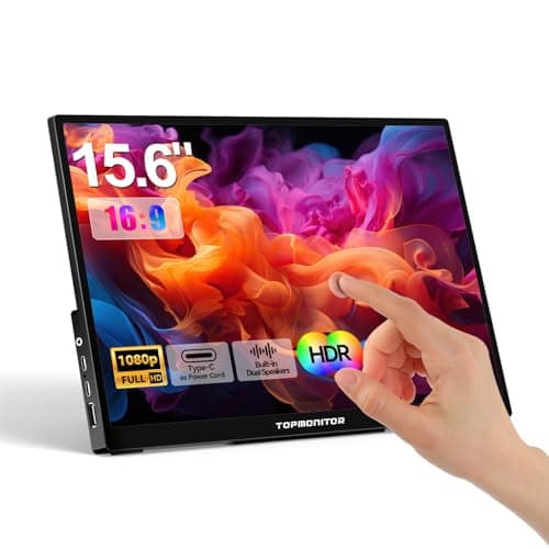 Touchscreen Portable Monitor, 15.6 inch 1080P FHD Display Screen, Game Monitor w/USB-C HDMI Ports, IPS, Full Metal Shell,10-Point Touch, Dual Speaker, HDR, for Home, Work, Design, Coding