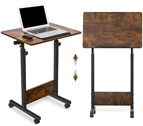 KOUPA Height Adjustable Mobile Standing Desk 16×24 in,360° Flip Desk Stand Desks Home Office Table Standing for Small Space Offices,Easy to Assemble(Adjustable Height: 32in-47in)