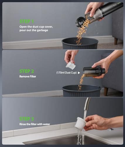 Car Vacuum Portable Cordless Handheld Vacuum Cleaner 4-in-1 Mini Cordless Vacuum with 2 Suction Modes and 16800pa Suction Power Blowing & Inflating 2 Modes Handheld Vacuum for Car, Desk, Keyboards 6