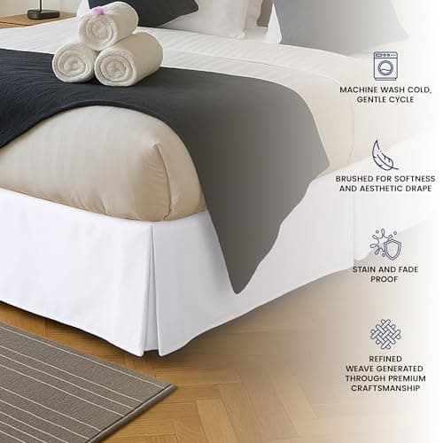 Utopia Bedding Queen Bed Skirt - Soft Quadruple Pleated Ruffle - Easy Fit with 16 Inch Tailored Drop - Hotel Quality, Shrinkage and Fade Resistant (Queen, White) 5