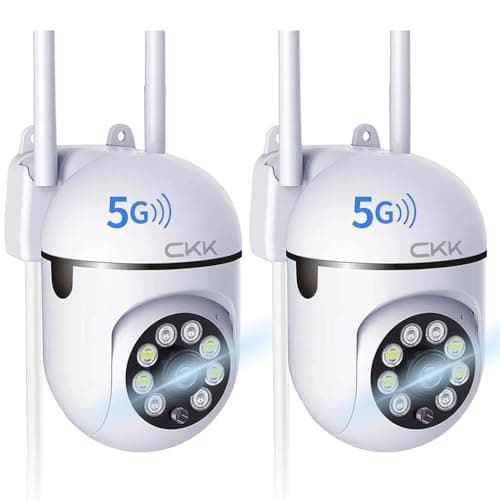 CKK 1080P Security Camera Wireless, 2 Pcs 2MP PTZ WiFi Home Camera (2.4G/5G Dual-Band), 360° Pan/Tilt, Color Night Vision, Motion Alerts, 2-Way Audio, Compatible with Alexa, SD/Cloud Storage