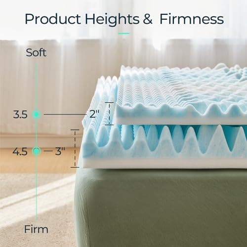 LINSY Living 7 Zones Twin Mattress Topper, 3 Inch Cooling Gel Infused Memory Foam, Soft Foam Mattress Topper Twin, Twin Size Bed Topper, CertiPUR-US Certified 7