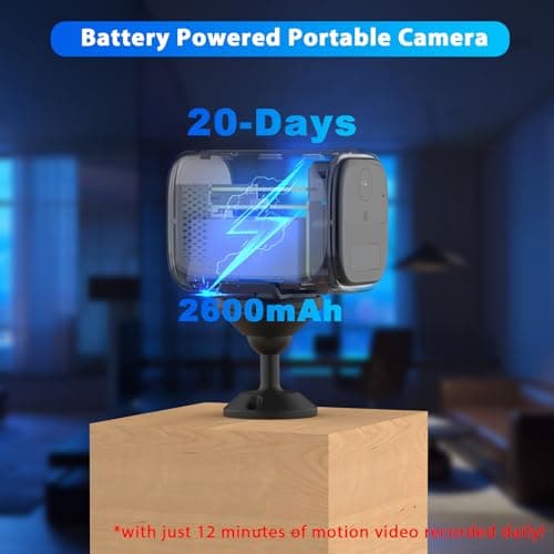 FUVISION No WiFi Security Camera, 2K Cellular Security Camera, 20 Days Standby, 4G LTE Micro Camera, Mini Camera SIM Card for Car Security, No Plug In, Motion Detect, Night Vision, SD/Cloud, 120° View 5