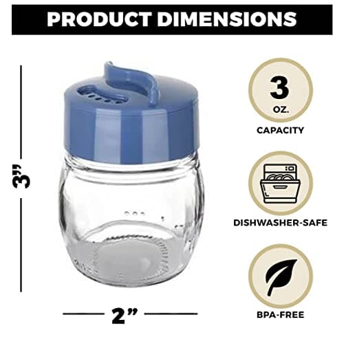 Glass Salt And Pepper Shaker Set, Spice Storage For Table Serving And Cooking With Dual Perforated Shaking Top - 3 Oz Spice Seasoning Shaker - 2 Pack 5
