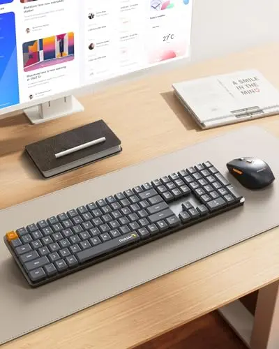 ProtoArc Mechanical Keyboard and Mouse, MECH KM200 2.4G Wireless Rechargeable Keyboard Mouse, Low Profile Keys, Brown Switches, Full Size, for Laptop, PC, Notebook, Desktop - Space Gray 7