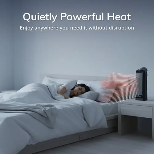 Lasko Oscillating Ceramic Tower Space Heater for Home with Overheat Protection, Adjustable Thermostat, and 2 Speeds, 15.7 Inches, Black, 1500W, CT16450 7