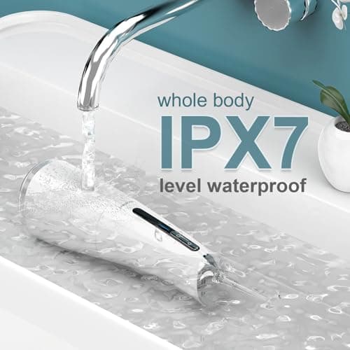 Nicefeel Water Dental Flosser Pick for Teeth 3 Modes Cordless Portable Water Teeth Cleaner Ipx7 Waterproof Oral Irrigator 300ml Tank Water Teeth Cleaner Rechargeable Flossing (White, 4 Modes) 5