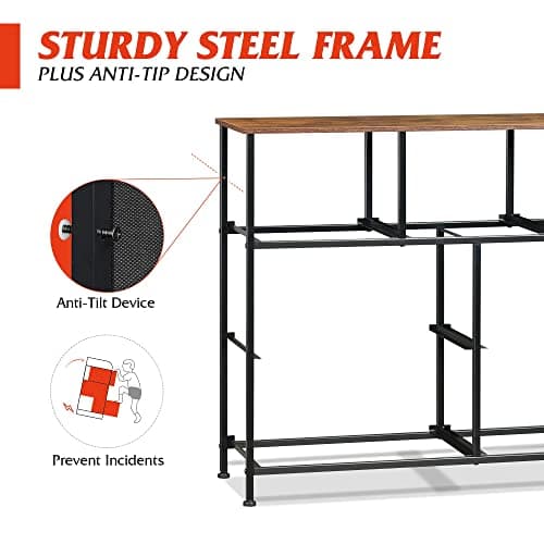 WLIVE 7 Drawer Dresser TV Stand, Entertainment Center, Media Console Table with Metal Frame and Wood Top for TV up to 45 inch, Chest of Drawers for Bedroom, Living Room, Black and Rustic Brown 8
