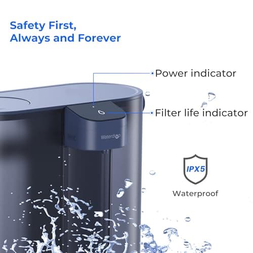 Waterdrop Compact Electric Water Filter Pitcher, 200-Gallon Rechargeable Instant Powerful Dispenser, NSF/ANSI 42&53&401, Reduce PFOA/PFOS, Lead, Chlorine, 14-Cup, Blue, with 1 Filter, NOT Reduce TDS 9