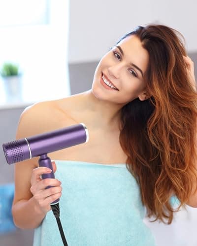 7MAGIC Foldable Hair Dryer, Powerful Ionic Blow Dryer for Fast Drying, Travel Hair Blow Dryer with Storage Bag, Lightweight Portable Hairdryer for Women, Cold/2 Heating/2 Speed Settings, Purple 5