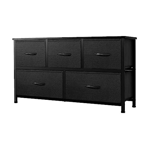 AZL1 Life Concept Extra Dresser for Bedroom with 5 Drawers, Fabric Dresser，Wide Chest of Drawers, Storage Organizer Unit for Living Room, Black
