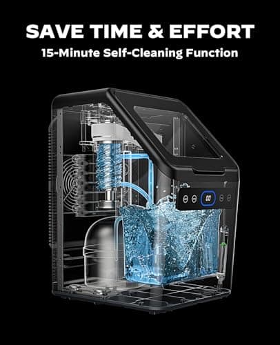 Totnz Nugget Ice Maker Countertop, 44lbs per Day with Self-Cleaning Function，Timer Pebble Ice Maker with Soft Chewable Ice for Home Kitchen Office Bar Party,Stainless Steel 5