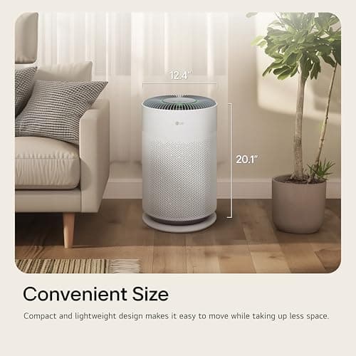 LG PuriCare 360 Air Purifiers for Home, Large and Small Room, Bedroom, Up to 2,059 ft² in 1 Hr with NanoFiber True HEPA Filter, 360 Degrees of Filtration, WiFi, Air Quality Monitor, Low Noise 7