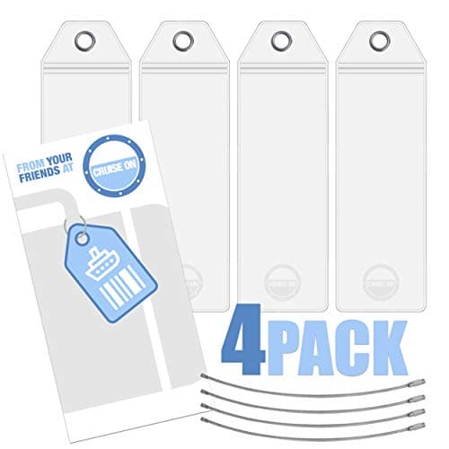 Cruise On Royal Caribbean Cruise Luggage Tag Holder (4 Pack) – Fits All Royal Caribbean Ships, Durable Travel ID Holders for 2026-2027 Cruises, Clear Waterproof Cruise Essentials 5