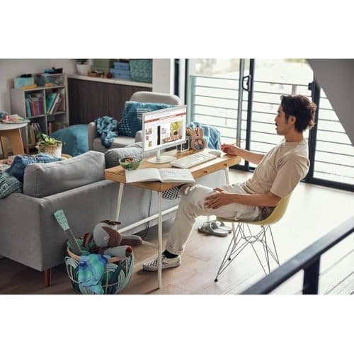 HP 2025 New 22 Inch All-in-One Desktop Computer • 12GB RAM • 256GB PCIe SSD • Intel CPU • Ultra-Quiet Design • Microsoft Office Trial • Wi-Fi 6 • White KB & Mouse • WOWPC Recovery USB • Windows 11 7