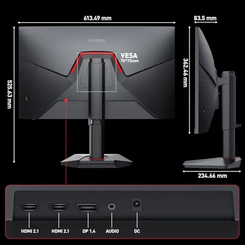KOORUI 27 Inch 4K Gaming Monitor, Dual Mode(UHD 160Hz / FHD 320Hz), Fast IPS 2160p PC Monitor, 95% DCI-P3, HDR400, Eye-Care, Height/Pivot/Tilt Adjustability, VESA Mountable，HDMI 2.1/DP 1.4, G2741L 11
