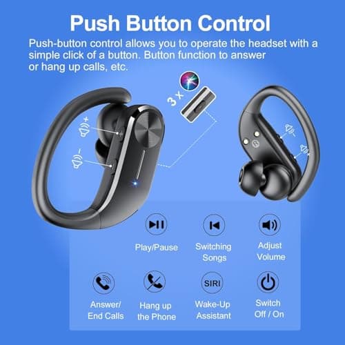 Ear buds Wireless Bluetooth Earbuds 2025 NEW Bluetooth 5.3 Sport Headphones 68Hrs Playtime with LED Display Powerful Bass Over Ear Earphones with Earhooks IP7 Waterproof USB C for Gym/Running 5