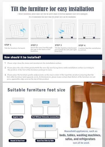 EclatBain Bed Risers Furniture Risers Heavy-Duty Rectangular Adjustable Block Lift to 3 inches and 4.3 inches Desk, Sofa, Chair Legs, Refrigerator, Washing Machine Support up to 4000 pounds 8
