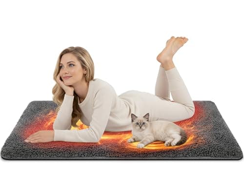 Teecyhooo Large Self Heating Cat Dog Pad Mat 59''x27.5'' Non Electric Jumbo Washable Heated Thermal Sleeping Blankets for Adult Pet Bed Gifts Safe Use Indoor Outdoor Camping Furniture(Gray)