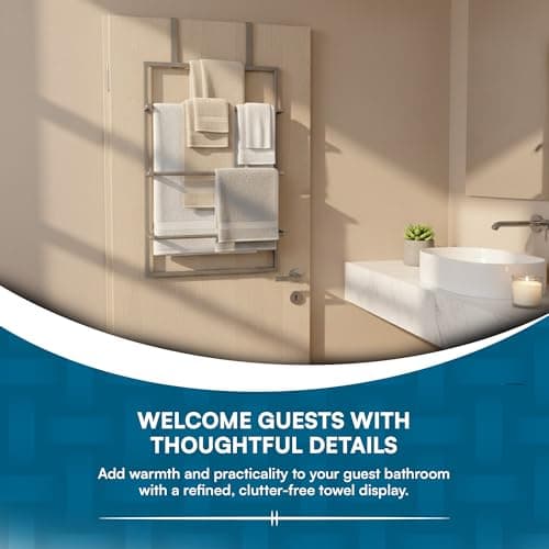 Honey-Can-Do Over-The-Door 3-Tier Towel Rack - Chrome Steel Bathroom & Closet Storage Organizer for Hanging Towels, Clothes, Robes 5