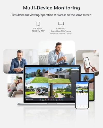 COOAU 4MP Cameras for Home Security, Solar Security Camera Wireless Outdoor System,4 Cam-Kit,360° Pan & Tilt,Color Night Vision,Motion Detection,No Monthly Fee,Siren Alarm,IP66,64GB Memory Card 7