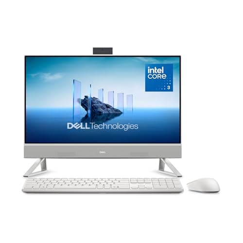 Dell 24 All-in-One Desktop ec24250-23.8-inch FHD Display, Intel Core 3 Processor 100U, Intel Graphics, 8GB DDR5 RAM, 512GB SSD, Windows 11 Home, Onsite Service+6 Months Retail Migrate - White
