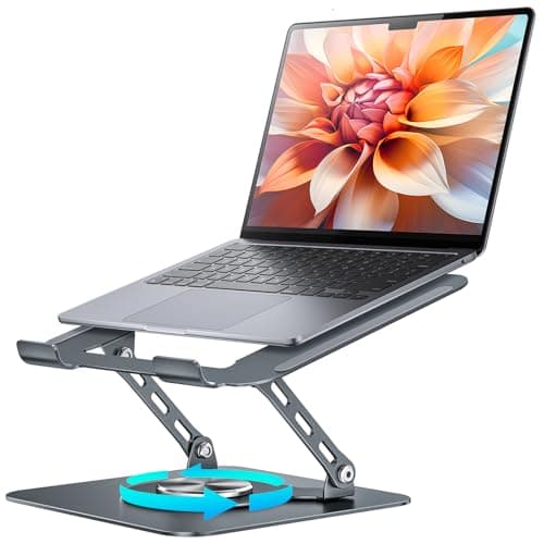 mearens Laptop Stand, 360° Rotating Foldable Adjustable Computer Stand for 8 to 17.3 inches Laptop & Tablet, Carbon Steel, 45LB Capacity, Anti-Slip, Ergonomic Design (Starry Gray)