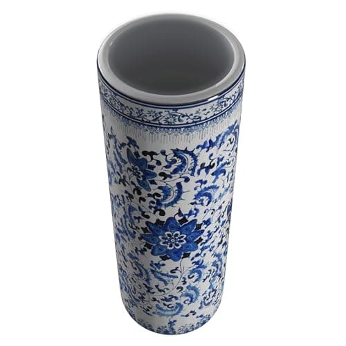 Red Lantern 24" Floral Blue & White Porcelain Umbrella Stand 7