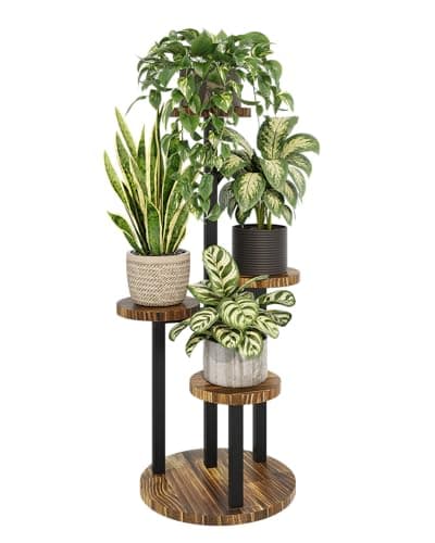 Bamworld Plant Tables Indoor Corner Plant Stand Tall Metal Wood Plant Shelf Outdoor Indoor Plant Table Rack 5 Tier Tier Plant Stand Garden Accessories for Living Room Balcony Patio