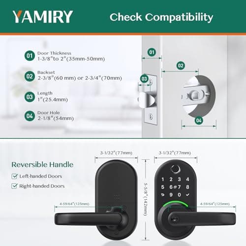 Smart Door Handle Lock with Keypad: Yamiry Fingerprint Smart Knob - Keyless Entry Digital Lock for Front Door - Deadbolt with APP - Generate Passcode Remotely - DIY Installation 5