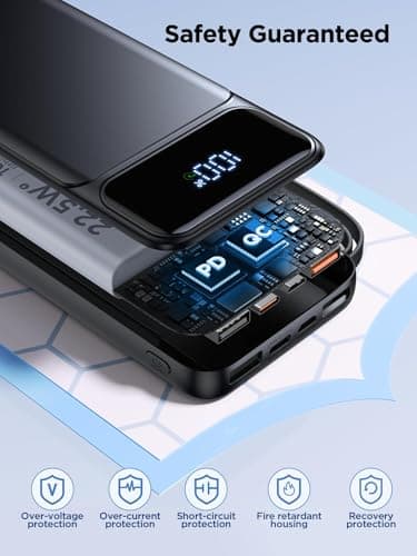 Power Bank, Portable Charger with Built in Cable 22.5W Fast Charging Battery Pack 10000mAh Slim 6 Outputs 3 Inputs LED Display Phone Charger for iPhone Samsung Pixel Moto iPad Travel Essential Gift 7