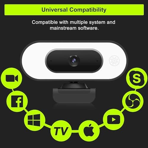 Webcam with Ring Light Microphone - Streaming Web Camera, 1080P Full HD Pro Camera for PC Mac Laptop Desktop, USB Computer Webcam with Privacy Cover and Tripod for Zoom Meeting Skype Teams Twitch 8