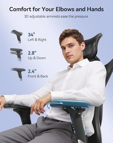 SIHOO M57 Ergonomic Mesh Office Chair, High Back Home Desk Chair with 3D Armrests, Lumbar Support and Adjustable Headrest, Comfortable Computer Chair, Big & Tall Office Chair Hold 330 LBS-Black 6