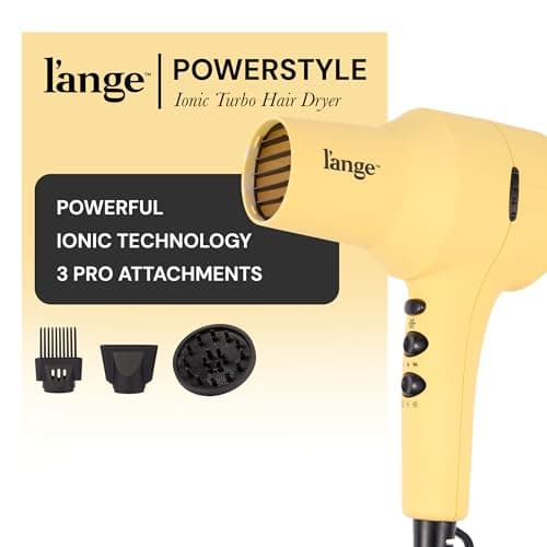 L'ANGE HAIR PowerStyle Turbo Ionic Hair Dryer | 1875 Watt Professional Blow Dryer with Diffuser & Concentrator | Multiple Heat & Speed Settings for Fast Drying | Salon-Grade Styling Tools, Yellow 2