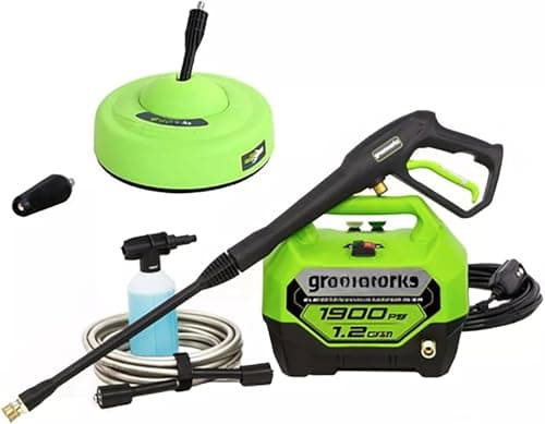 1900 PSI 1.2 GPM Electric Pressure Washer Combo Kit - Green,Replacement for Greenworks OEM