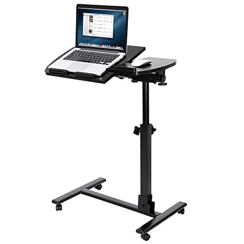 Nouva Portable Adjustable Height Overbed Table Mobile Bedside Table Rolling Computer Stand for Bed Sofa Home Office