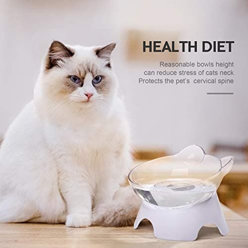 MILIFUN Anti Spill Tilted Cat Food Bowls, Whisker Fatigue Elevated Bowls Set for Cat and Puppy, Pet Bowl Holds About 1 Cup of Pet Food 6