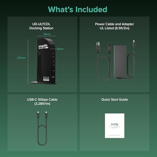 Plugable USB-C Triple Monitor Docking Station: 13-in-1 Laptop Dock with 100W Charging for Mac (DisplayLink Driver Required), Windows, Chrome, 3 HDMI, Gigabit Ethernet, SD, USB-C 20W, 4 USB - UD-ULTCDL 9