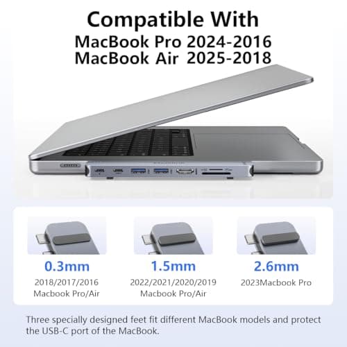 USB C Hub Adapter for MacBook Pro/Air M5 M4 M3 M2 M1 2025-2018 13" 15" 16", Mac Multiport Adapter, 8 in 2 MacBook Accessories Dongle with HDMI 4K, Thunderbolt 3, USB C&A Data Ports, SD TF Card Reader 8