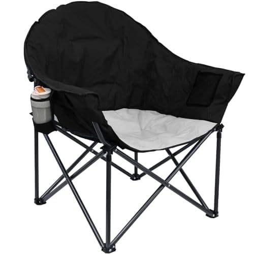 Yestomo Camping Chairs, Folding Chairs for Outside with Carry Bag, Moon Chairs for Adults with Cup Holder, Padded Camp Chair Support to 450LBS