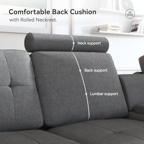 HONBAY Convertible Sectional Couch L Shaped Sofa with Cup Holders, Modern Sectional Sofa 4-Seat Sofa with Reversible Chaise, Light Gray 5