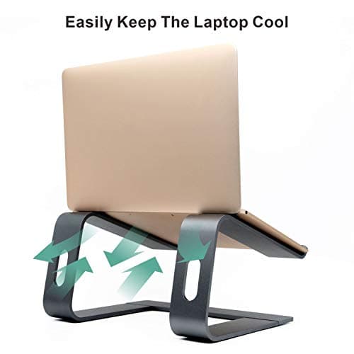MacBook Pro/Air HP Lenovo Samsung Huawei Laptop Riser: Gray Aluminum Ergonomic Mount for 10-17.3' Laptops 5