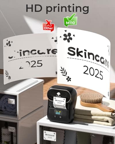 Memoqueen M110 Label Maker - M110 Barcode Label Printer Portable Bluetooth Maker Machine with Tape for Name Labels, Small Business, Address, Logo, Clothing Price Tag, Mailing, with 40x30mm Label 6