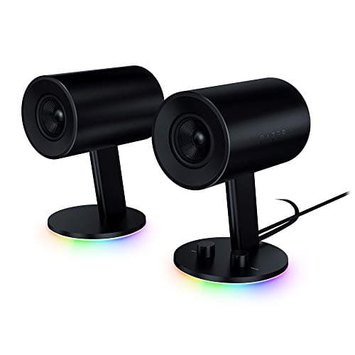 Razer Nommo Chroma: Custom Woven 3" Glass Fiber Drivers - Rear-Facing Bass Ports - Bass Knob w/Automatic Gain Control Chroma Enabled - Full Range 2.0 PC Gaming Speakers, Black