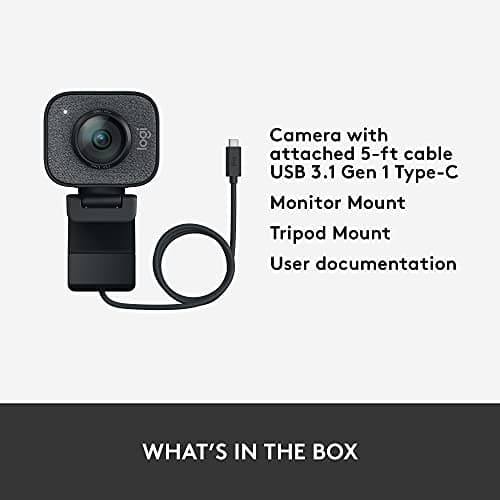 Logitech StreamCam Premium Webcam for Streaming and Content Creation, Full HD 1080p 60 fps, Works with Microsoft Teams, Google Meet, Zoom, Nintendo Switch 2’s new GameChat mode, for PC/Mac – Graphite 9