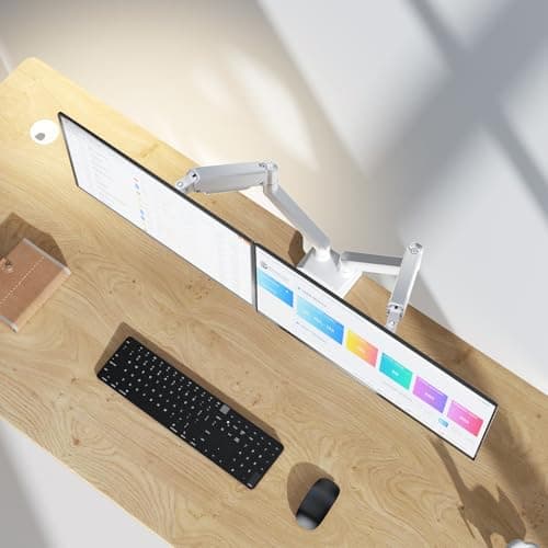 WALI Dual Monitor Stand, Adjustable Gas Spring Arm Monitor Mount for 2 Monitors up to 32 Inch,19.8lbs Capacity (GSMP002W), White by WALI 8